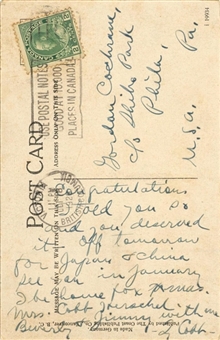 1928 Ty Cobb Written & Signed Postcard Sent To Mickey Cochrane Congratulating Him On Winning AL MVP - Stamped 10/18/28 (JSA)